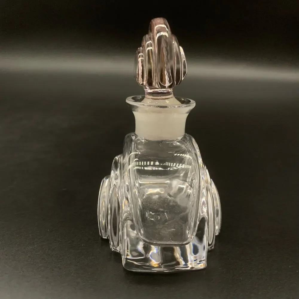 Collezione Glass Line Italy Art Deco Style Genuine Lead Crystal Bottle Pink Lid - Picture 3 of 11